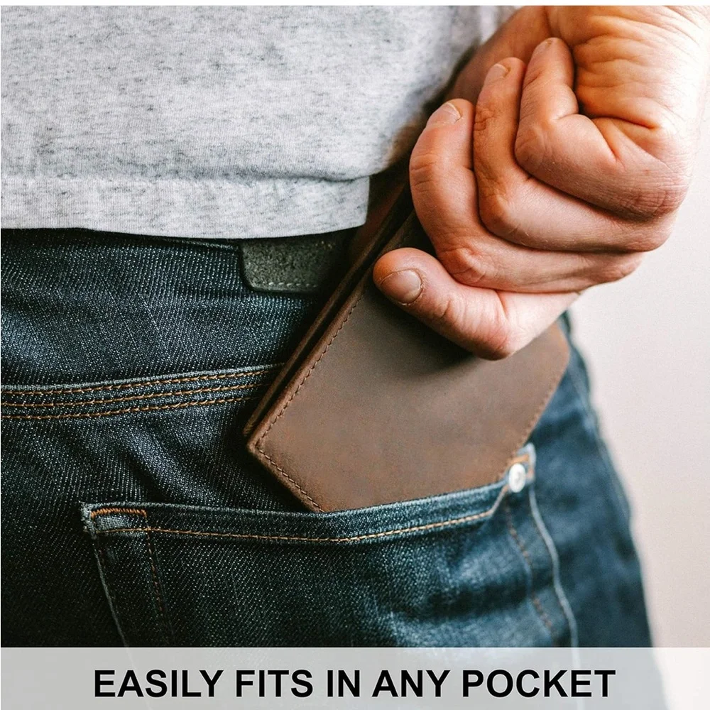 STAY FINE Minimalist Leather Wallet for Men with RFID Blocking